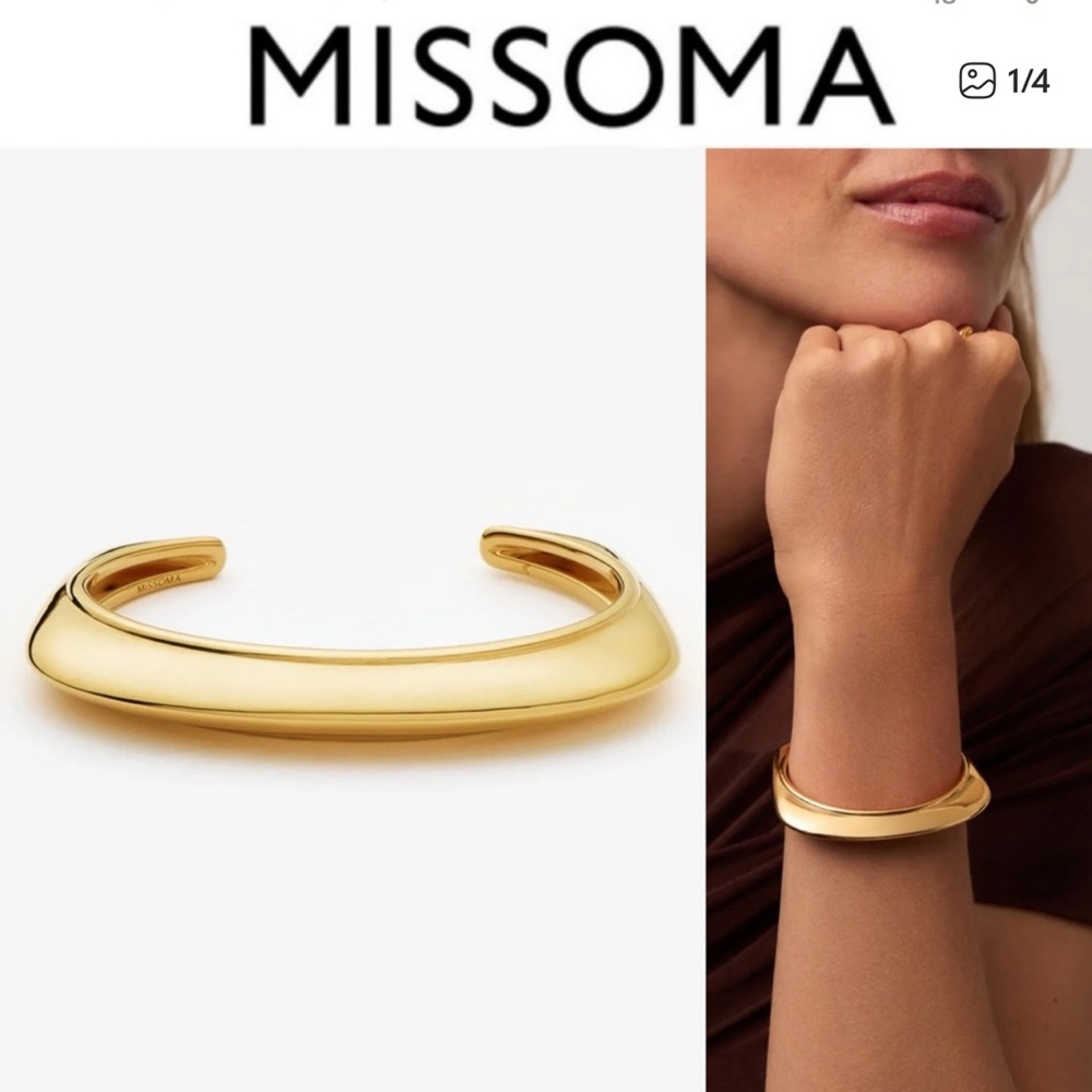 $278 New Missoma HERA DOME STATEMENT CUFF BRACELET Gold S/M